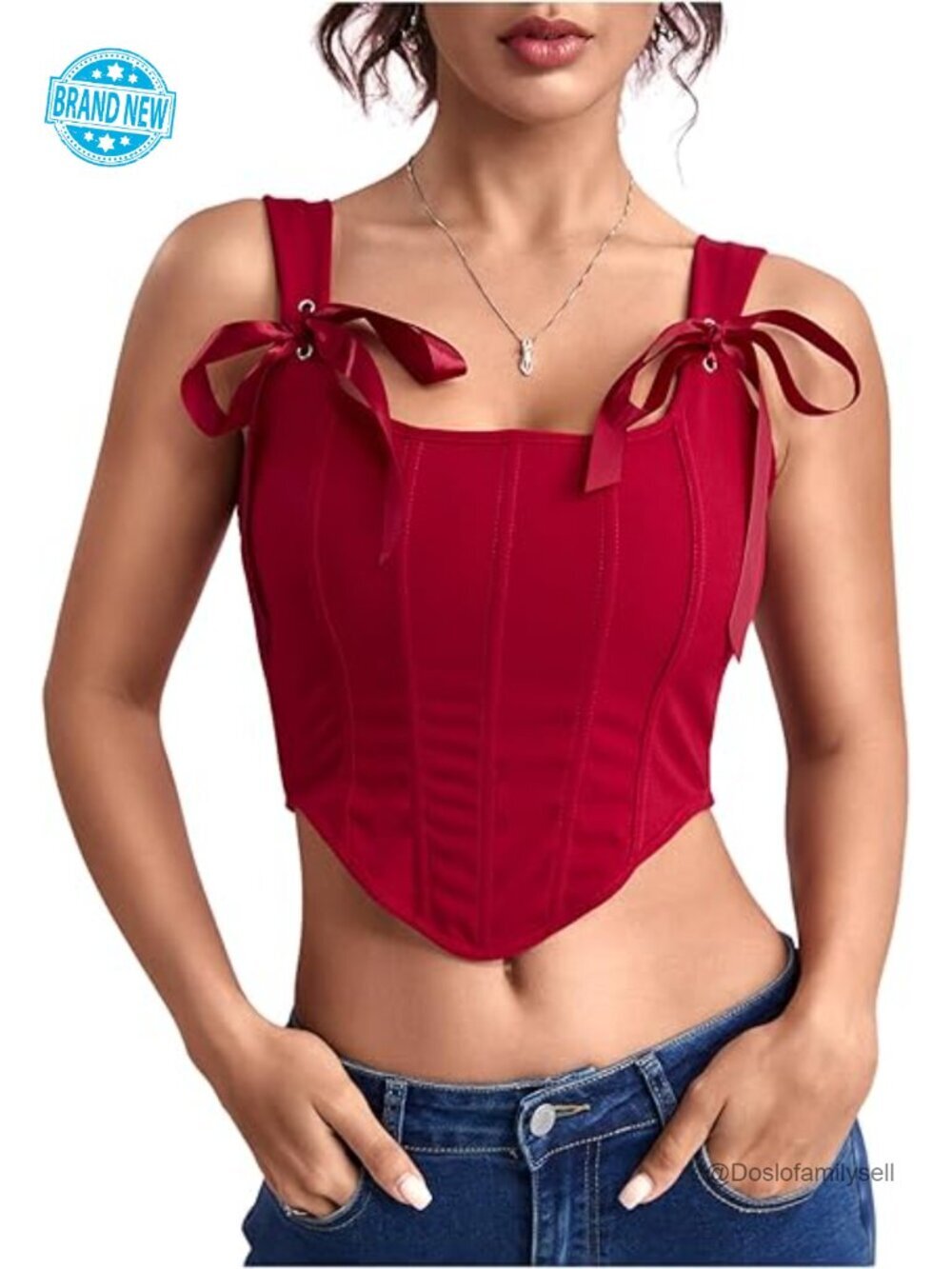 Bow Tie Lace Up Vintage Corset Bustier Backless Fitted Sleeveless Crop Top